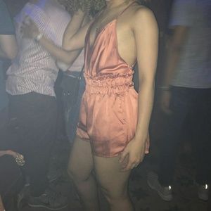 Orange satin feel romper